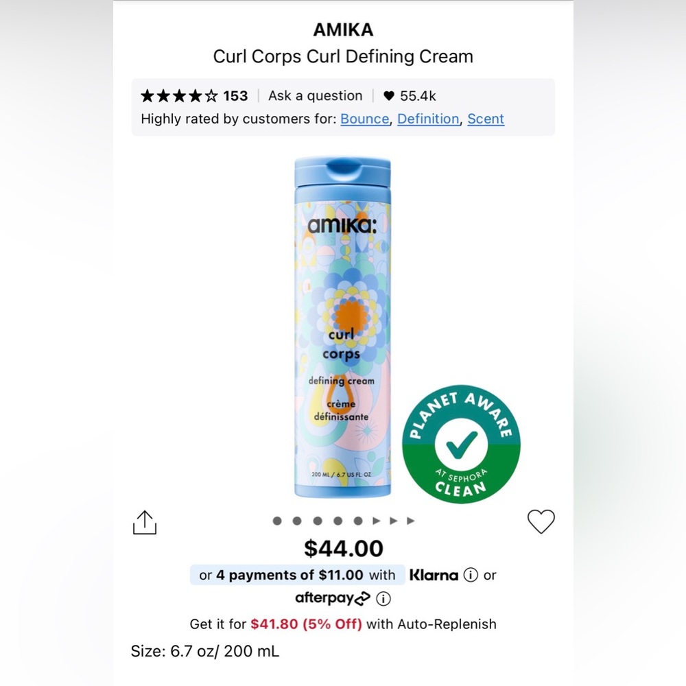 amika Curl Corps Defining Cream — Blue Cap with Pastel Floral Design